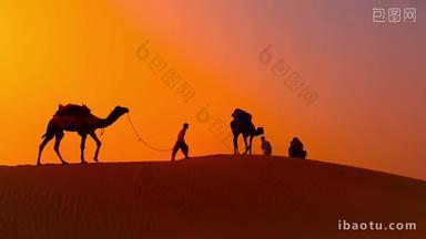 日落黄昏<strong>沙漠</strong>中的骆驼